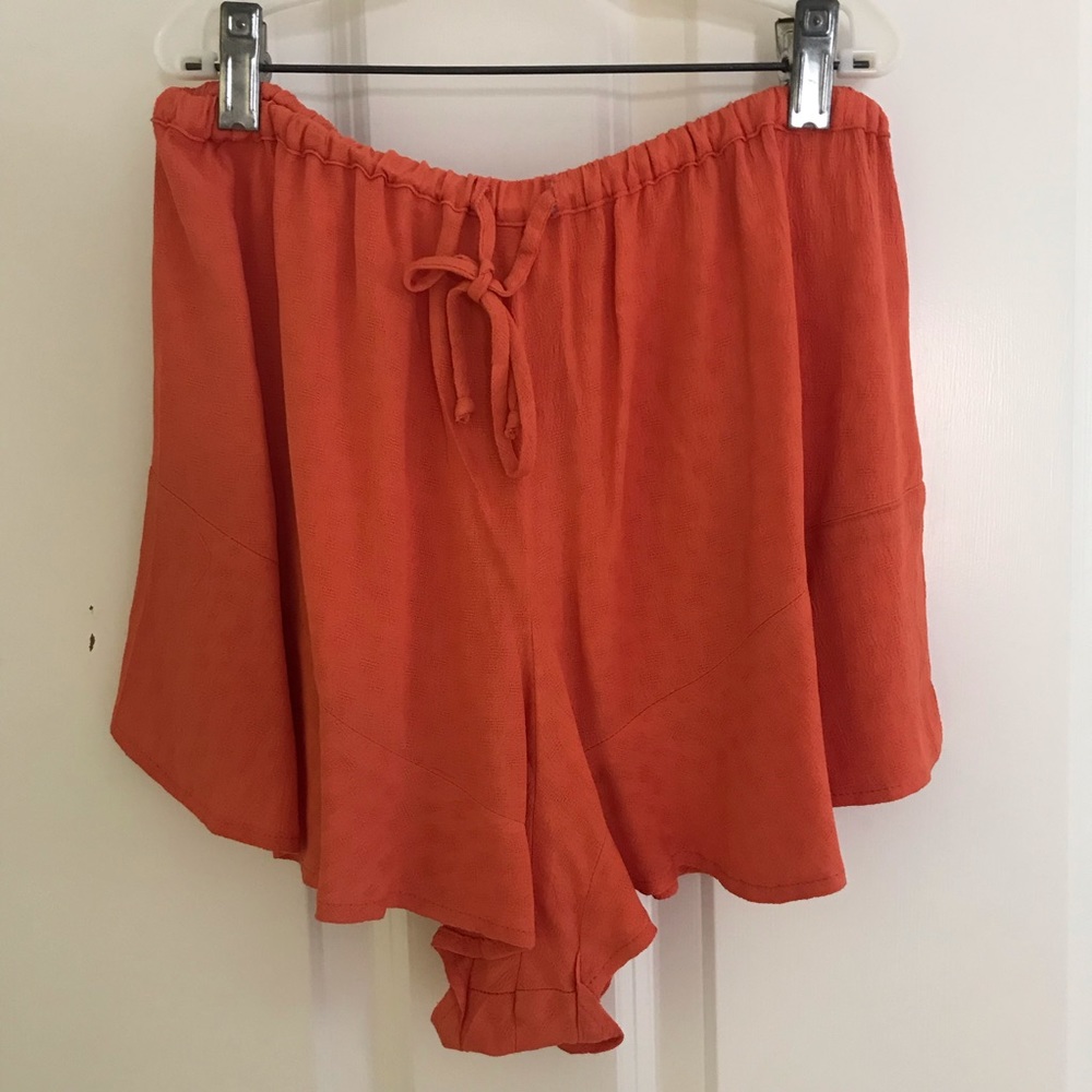 Orange flowy shorts